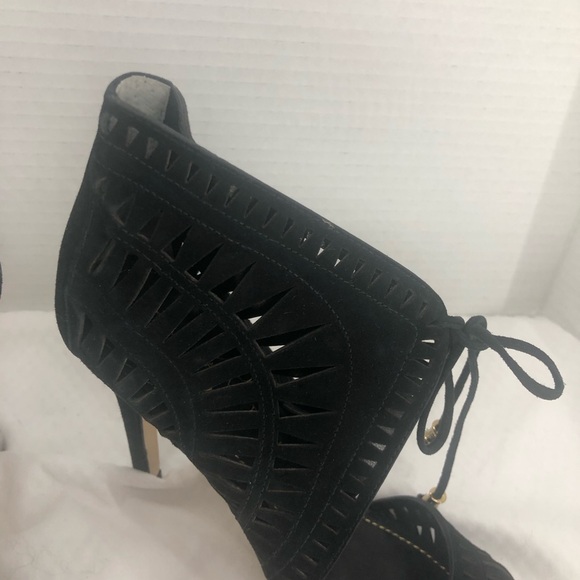 Ivanka Trump Delfino Black leather cut-out stiletto 8 NWT - Picture 3 of 4